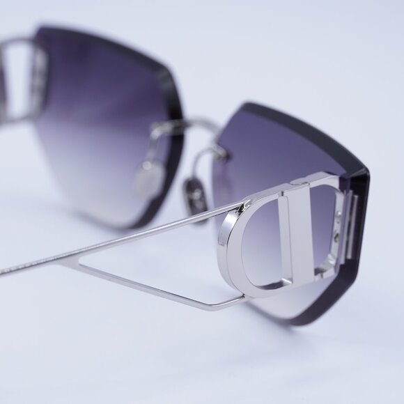 Dior 30MONTAIGNE B3U F0A6 Sunglasses Shiny Palladium Cat Eye Frame, Smoke Lenses - Picture 5 of 11